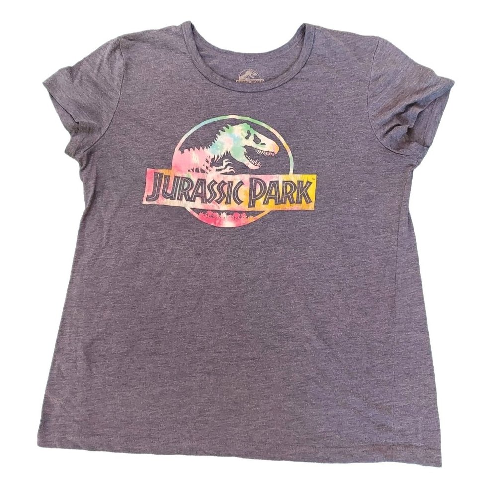 Jurassic Park Logo Tie Dye Gloss Graphic Women's Size XL Jurassic World T-Shirt